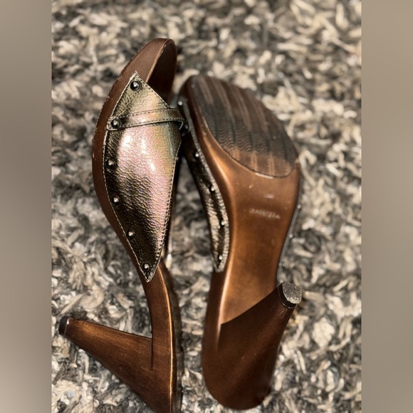 Xappeal Metallic Gold Mules with Button Detail - Picture 9 of 12